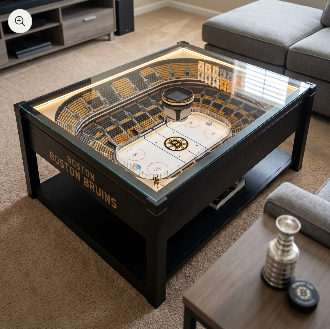 Arena Table LED Hockey Rink Coffee Table - Boston Bruins