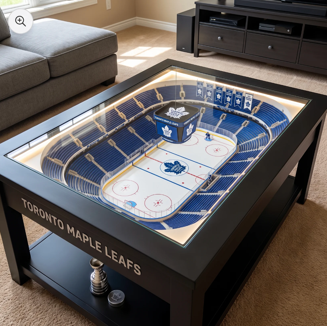 Arena Table LED Hockey Rink Coffee Table - Toronto Maple Leafs