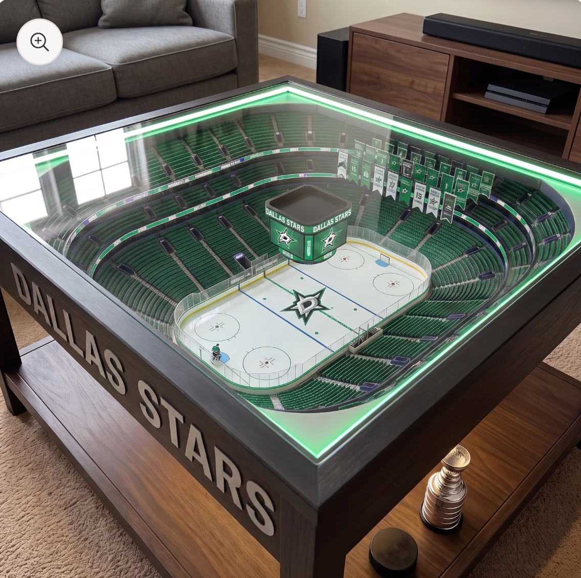 Arena Table LED Hockey Rink Coffee Table - Dallas Stars