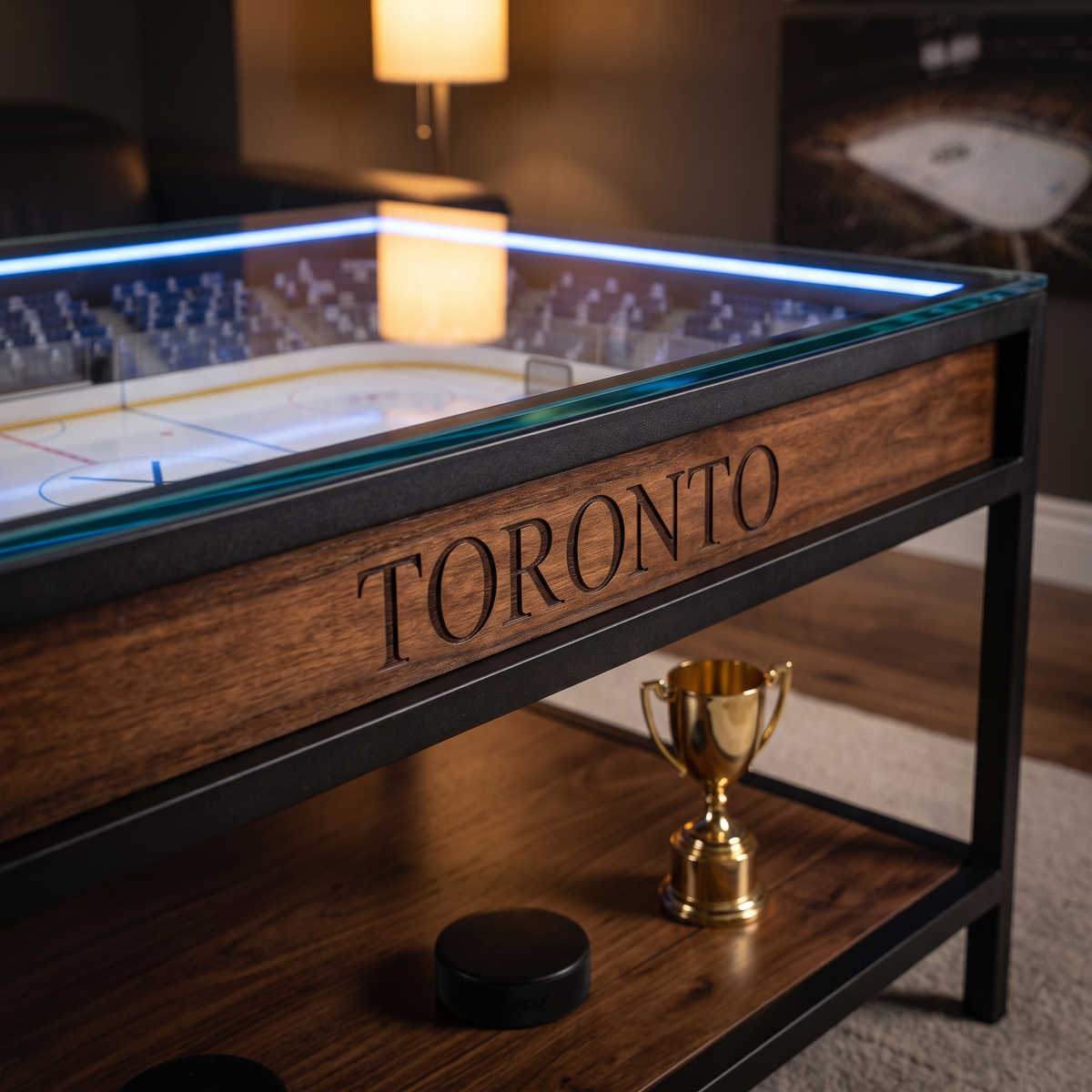The Arena Table™ — LED Hockey Rink Coffee Table
