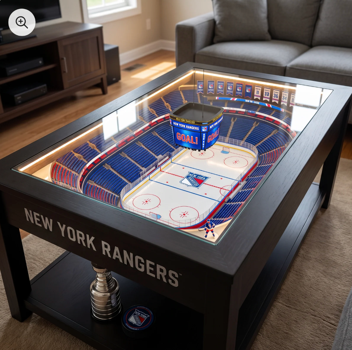 Arena Table LED Hockey Rink Coffee Table - New York Rangers